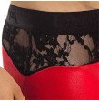 Stylish Black Red Vinyl And Lace Boxer Men Underwear Sexy Costumes Patchwork Faux Leather Panties Un