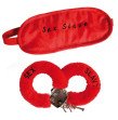 SEX SLAVE RED PLUSH HANDCUFFS & EYEMASK 50 shades style