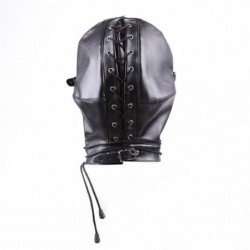 BDSM masks Sexy Bondage PU Leather Hood BDSM Erotic Adult Games Fetish Mouth Mask Sex Toy For Woman Male Couple Restraint