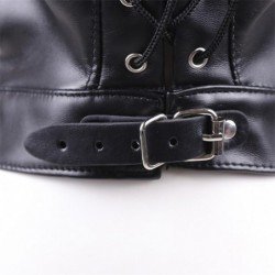 BDSM masks Sexy Bondage PU Leather Hood BDSM Erotic Adult Games Fetish Mouth Mask Sex Toy For Woman Male Couple Restraint