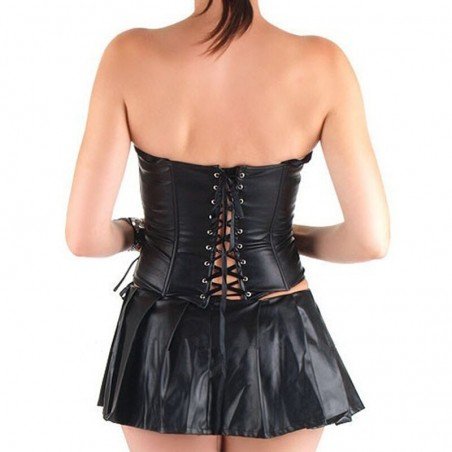 S-3XLWomens clothing Lingeri Sexy Erotic Underwear Women Leathe Corset Latex Porn Babydoll Pleated
