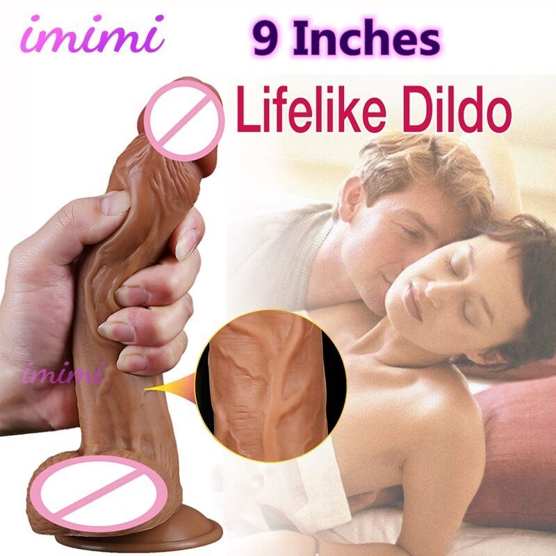 9 Inchs Huge Realistic Dildo Soft Male Artificial Penis Strong Suction Cup Female Masturbation Cock