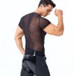 Mens Wetlook Tops Punk Fashion Clothing Faux Leather Mesh Male T-Shirt Night Parties Clubwear Costum Mens Wetlook Tops Punk Fashion Clothing Faux Leather Mesh Male T-Shirt Night Parties Clubwear Costum