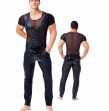 Mens Wetlook Tops Punk Fashion Clothing Faux Leather Mesh Male T-Shirt Night Parties Clubwear Costum Mens Wetlook Tops Punk Fashion Clothing Faux Leather Mesh Male T-Shirt Night Parties Clubwear Costum