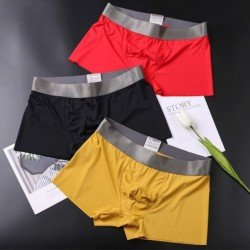 Silk Men Underwear Seamless Translucent Boxer Short Ultra Thin Breathable Comfortable Pantie Underpants