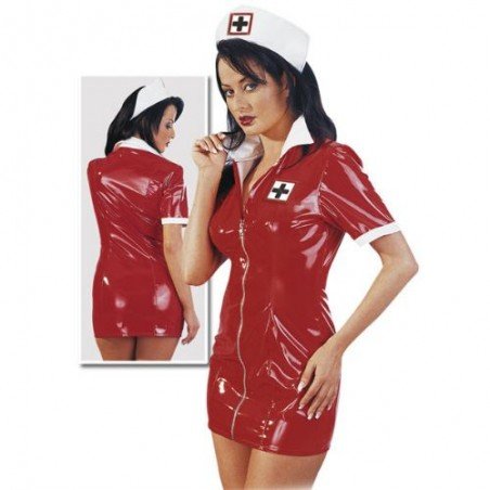 Sexy red PVC nurse costume