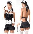 Sexy Backless Midnight Maid Lingerie Costume Naughty French Maid Black Halter Servant Suit Sleeveles Sexy Backless Midnight Maid Lingerie Costume Naughty French Maid Black Halter Servant Suit Sleeveles