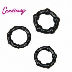 Set of 3 Black Silicone Male Delay Lock Elastic Ring Cock Ring Penis Soft Adult Sex Toy Avoid Premat