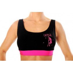 Pole dance and clubbing Wink Stretch  crop top with shiny contrast Lycra band