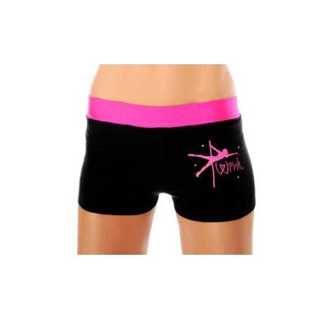 Pole dance and clubbing Wink Stretch  crop shorts  with shiny contrast Lycra band
