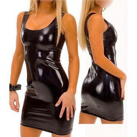 Women Sexy wetlook pu faux leather lingerie dress pvc Latex clubwear Catsuit Erotic fetish hot shiny