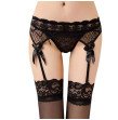 Womens Erotic See Through Mesh Sheer Suspenders Floral Lace Bowknot Embellishment Adjustable Thigh-H