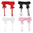 Womens Erotic See Through Mesh Sheer Suspenders Floral Lace Bowknot Embellishment Adjustable Thigh-H