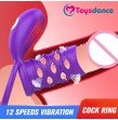 12 Speeds Silicone Cock Ring for Men Adult Sex Toys Vibrating Penis Sleeve TIme Delay Cock Cage Male