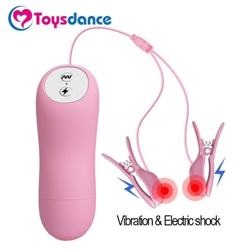Electric Shock Stimulation NIpple Clip Vibrator Foreplay Masturbation Sex Toy For Women Breast Massa