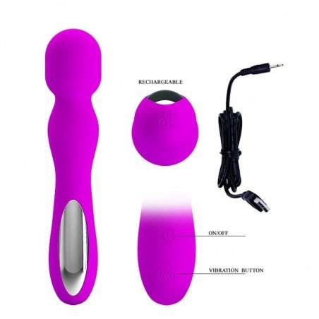 Toysdance 30 Speed Silicone Wand Vibrator Clitoral Nipple Stimulation Rechargeable Massaging Penis W