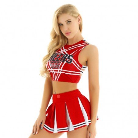 Women Sexy Japanese Schoolgirl Cosplay Uniform Dirndl Girl Sexy Lingerie Gleeing Cheerleader Costume