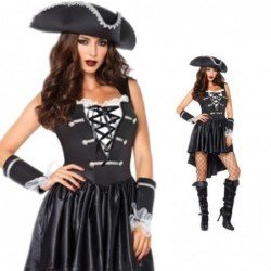 Black Sexy Costume Adult Women Pirates Of the Caribbean Costume Halloween Game Role Pirate Cosplay F