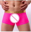 Transparent sexy underwear men sexy gauze boxers shorts PINK BLACK or BLUE