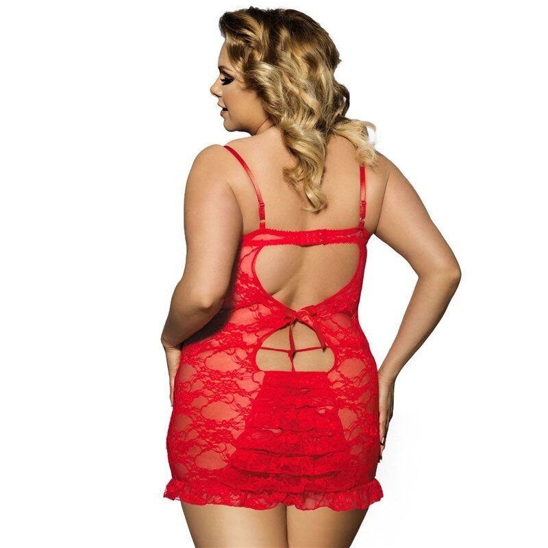 lingerie nuisette sexy Dominna chemise wet-look mesh back lacing underwire by Obsessive sexy main image 0