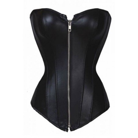 Beautifully sexy, this black streamline leather corset