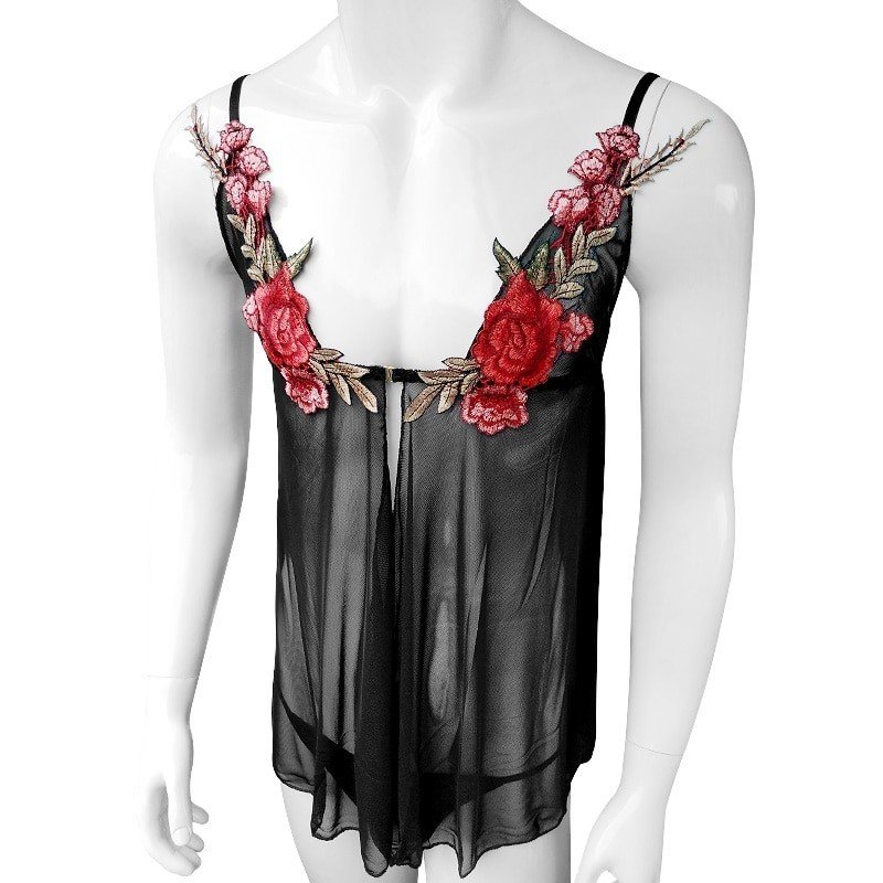 Crossdressing Lingerie Set Sheer Mesh Mens Adjustable Straps See thru Slip Hommes Sissy Garter Crossdressing Lingerie Set Sheer Mesh Mens Adjustable Straps See thru Slip Hommes Sissy Garter