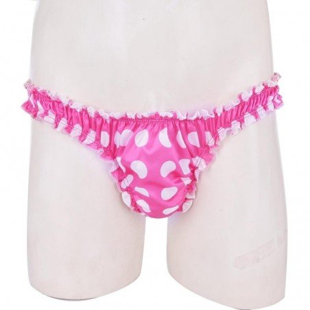 Crossdressing Sexy Men in Panties Polka Dot Ruffled G Strings Thongs Low Rise Soft Satin panties Men size