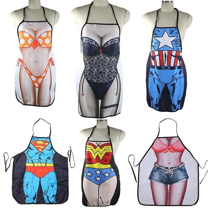 Funny Bikini Shorts Print Cooking Kitchen BBQ Apron Sexy Dinner Party Apron cocina aprons for woman