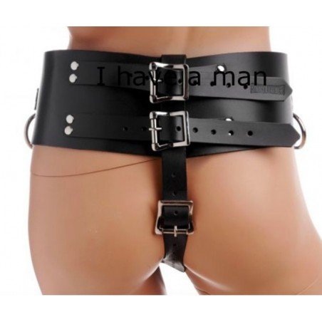 Leather Forced Orgasm Sex Belt Female Chastity Belt Magic Wand BDSM Bondage Restraints Harness Sex Toys For Women Lesbian