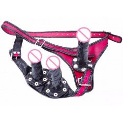 DOMI Female Masturbation Lesbian Penis Removable Leather Underwear Penis Strapon Double Dildo