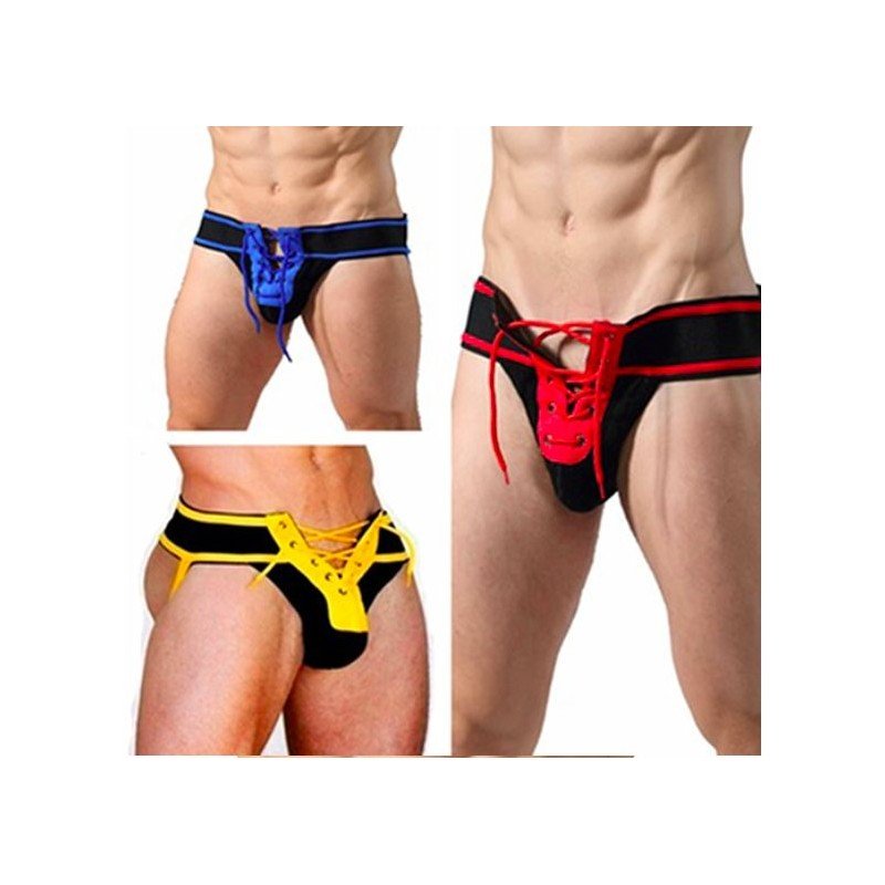Men Sexy Althetic Strap Underwear  Expose Backless Lace Up Thong  Boxer-shorts