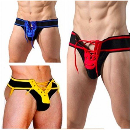 Men Sexy Althetic Strap Underwear Expose Backless Lace Up Thong Boxer-shorts