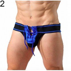 Men Sexy Althetic Strap Underwear  Expose Backless Lace Up Thong  Boxer-shorts