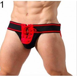 Men Sexy Althetic Strap Underwear  Expose Backless Lace Up Thong  Boxer-shorts